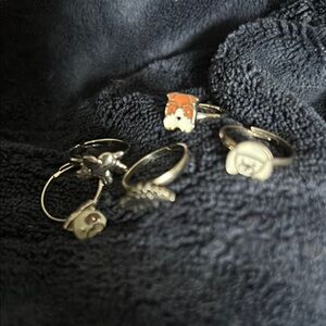 Animal-Themed Silver Rings Set